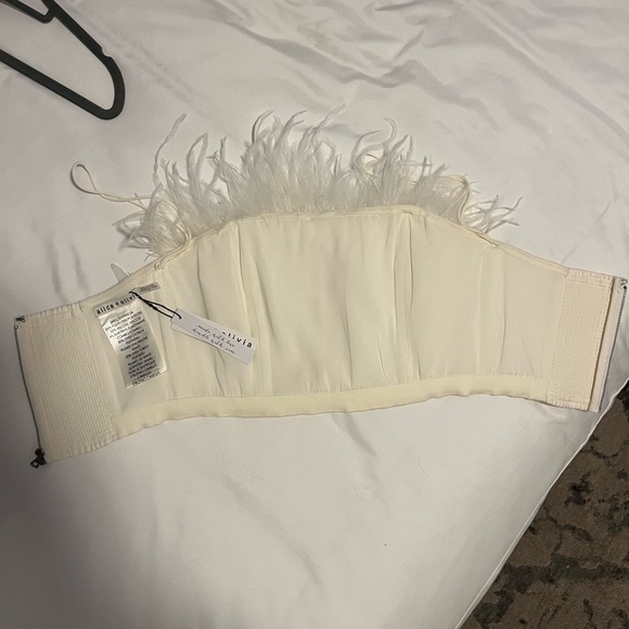 BRAND NEW NEVER WORN ALICE AND OLIVIA FEATHER TOP WITH TAGS. Size 6. - Picture 5 of 6